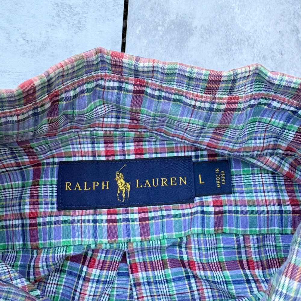 Polo Ralph Lauren Mens Large Plaid Button Down Shirt Multi Color Pony Logo L - Picture 3 of 8